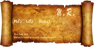 Máté Raul névjegykártya